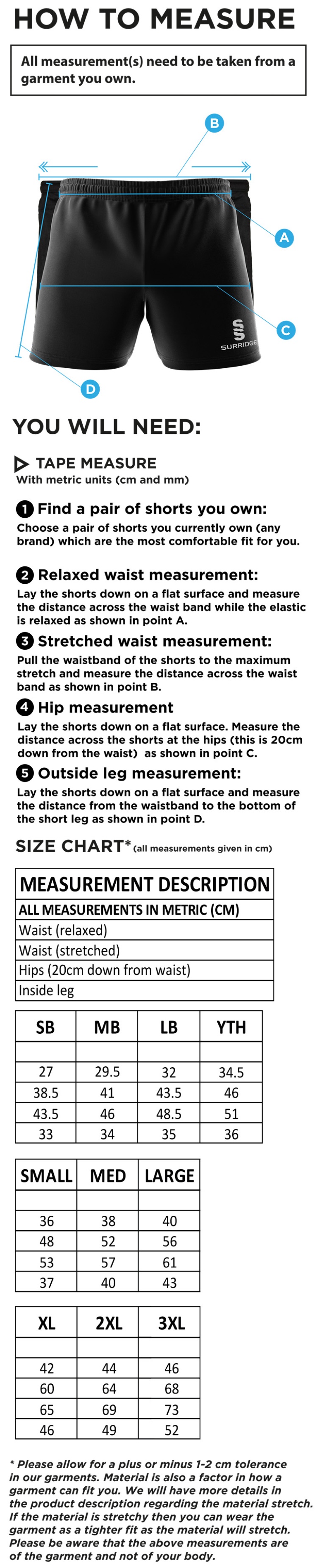 KING'S ROAD CRICKET & SOCIAL CLUB Performance Gym Short - Size Guide