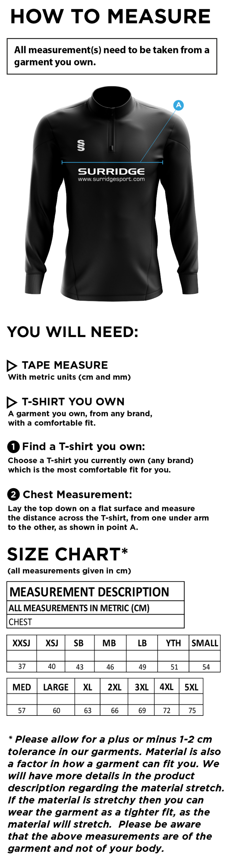 KING'S ROAD CRICKET & SOCIAL CLUB Dual Performance Top - Size Guide